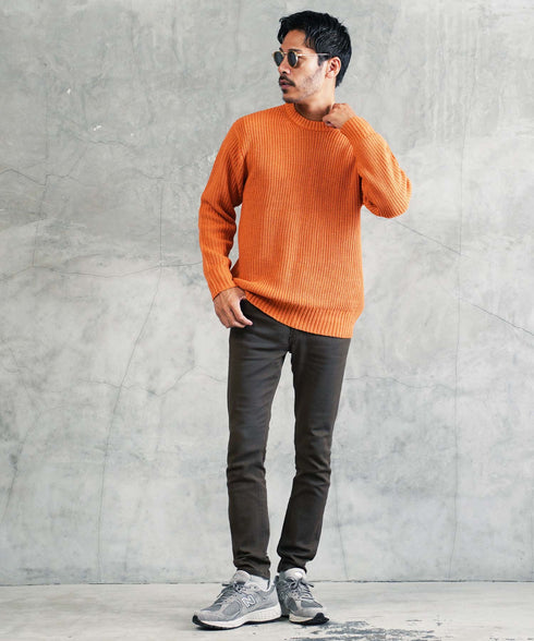 畦ニット(クルーネック) ニット セーター メンズ あぜ編み 総柄 秋服 冬服 ニットセーター メンズニット メンズセーター 厚手 冬 ボーダー 暖かい あったか 秋 秋冬 ハイネック タートルニット モック クルーネック