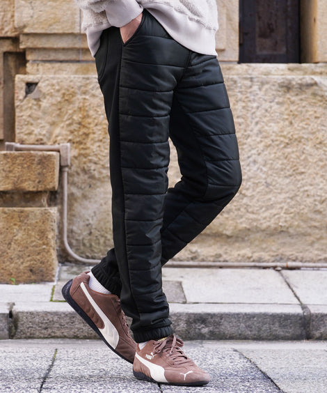 裏起毛ジャージ切替サーモ中綿パンツ | 暖パン 裏起毛 エコ ダウンパンツ ジョガーパンツ 中綿パンツ 暖パンツ 防寒 メンズ ズボン スリム 裏起毛パンツ 細身 冬服 冬 服 ゴルフウェア ゴルフパンツ キャンプ アウトドア 釣り