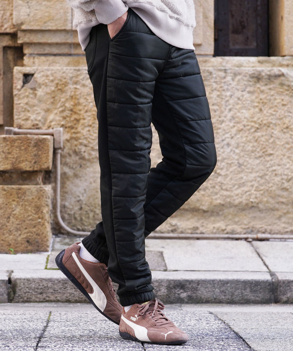 裏起毛ジャージ切替サーモ中綿パンツ | 暖パン 裏起毛 エコ ダウンパンツ ジョガーパンツ 中綿パンツ 暖パンツ 防寒 メンズ ズボン スリム 裏起毛パンツ 細身 冬服 冬 服 ゴルフウェア ゴルフパンツ キャンプ アウトドア 釣り