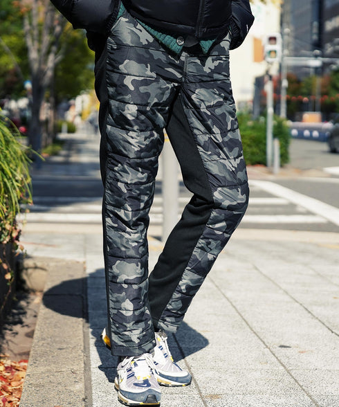 裏起毛ジャージ切替サーモ中綿パンツ | 暖パン 裏起毛 エコ ダウンパンツ ジョガーパンツ 中綿パンツ 暖パンツ 防寒 メンズ ズボン スリム 裏起毛パンツ 細身 冬服 冬 服 ゴルフウェア ゴルフパンツ キャンプ アウトドア 釣り