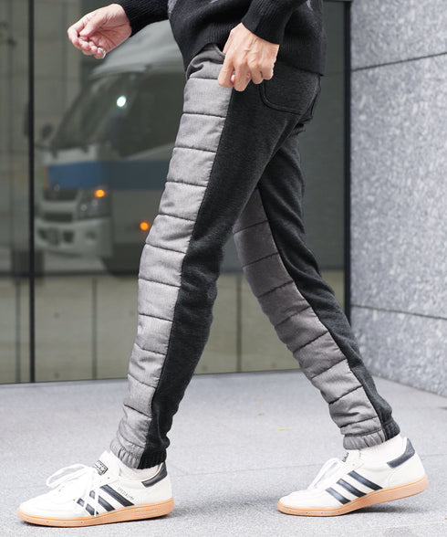 裏起毛ジャージ切替サーモ中綿パンツ | 暖パン 裏起毛 エコ ダウンパンツ ジョガーパンツ 中綿パンツ 暖パンツ 防寒 メンズ ズボン スリム 裏起毛パンツ 細身 冬服 冬 服 ゴルフウェア ゴルフパンツ キャンプ アウトドア 釣り