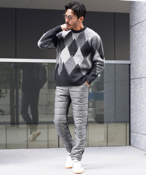 裏起毛ジャージ切替サーモ中綿パンツ | 暖パン 裏起毛 エコ ダウンパンツ ジョガーパンツ 中綿パンツ 暖パンツ 防寒 メンズ ズボン スリム 裏起毛パンツ 細身 冬服 冬 服 ゴルフウェア ゴルフパンツ キャンプ アウトドア 釣り