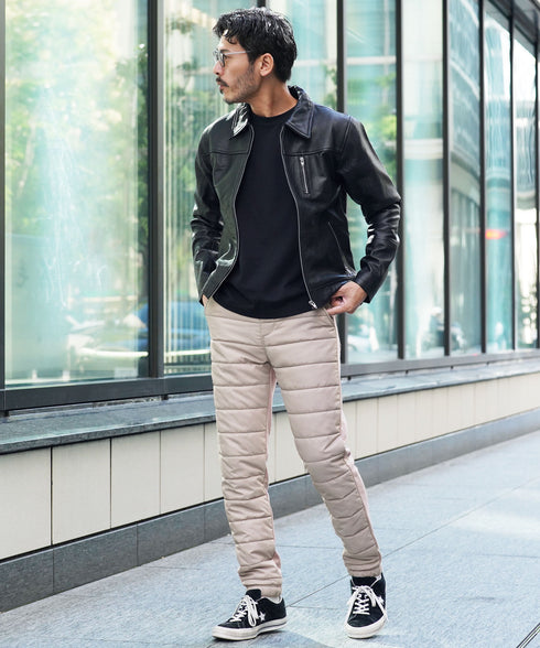 裏起毛ジャージ切替サーモ中綿パンツ | 暖パン 裏起毛 エコ ダウンパンツ ジョガーパンツ 中綿パンツ 暖パンツ 防寒 メンズ ズボン スリム 裏起毛パンツ 細身 冬服 冬 服 ゴルフウェア ゴルフパンツ キャンプ アウトドア 釣り