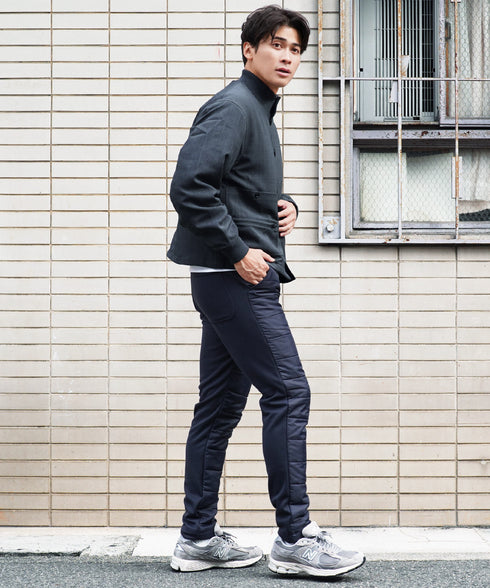 裏起毛ジャージ切替サーモ中綿パンツ | 暖パン 裏起毛 エコ ダウンパンツ ジョガーパンツ 中綿パンツ 暖パンツ 防寒 メンズ ズボン スリム 裏起毛パンツ 細身 冬服 冬 服 ゴルフウェア ゴルフパンツ キャンプ アウトドア 釣り