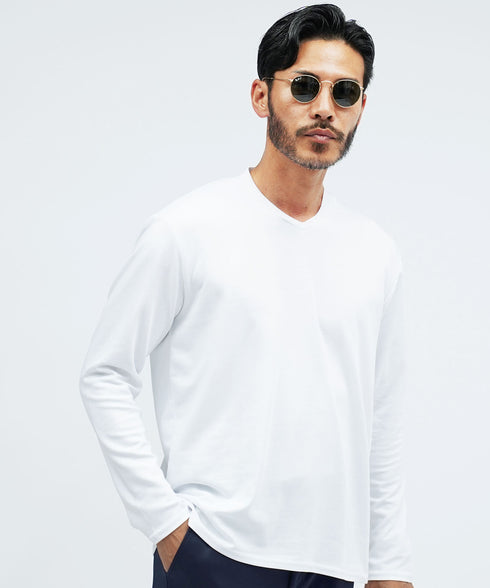 ジャケット 専用 ロンT | 速乾 長袖 Tシャツ メンズ 長袖Tシャツ ストレッチ 伸縮性 接触冷感 カットソー 無地 白Tシャツ