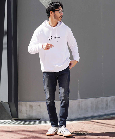 裏毛プリントパーカー | メンズ プルオーバーパーカー プルパーカー フーディ ロゴプリント スウェット 長袖 秋冬 秋服 冬服 カジュアル ユニセックス JIGGYSSHOP