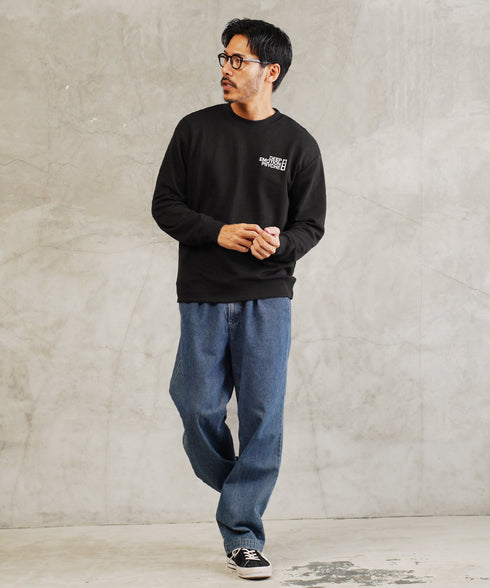 裏毛プリントトレーナー | スエット オーバーサイズ 20代 30代 40代 トップス ファッション オリジナル ブランド 白 黒 服 秋服 冬服 春服 秋 冬 裏毛 プリント 長袖