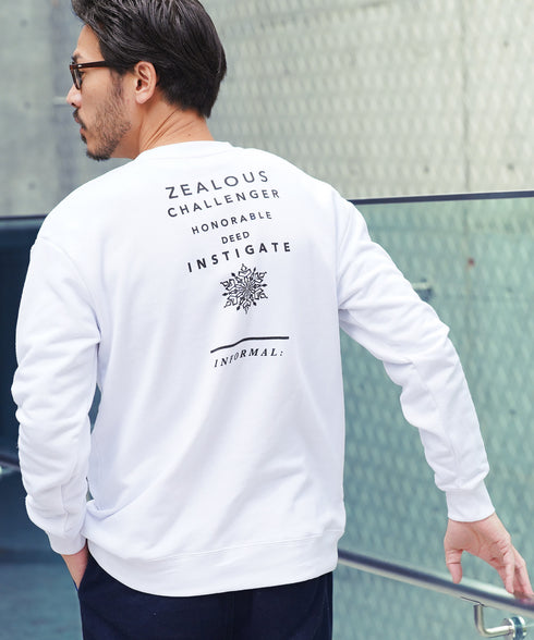 裏毛プリントトレーナー | スエット オーバーサイズ 20代 30代 40代 トップス ファッション オリジナル ブランド 白 黒 服 秋服 冬服 春服 秋 冬 裏毛 プリント 長袖