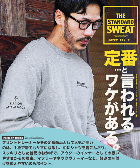 裏毛プリントトレーナー | スエット オーバーサイズ 20代 30代 40代 トップス ファッション オリジナル ブランド 白 黒 服 秋服 冬服 春服 秋 冬 裏毛 プリント 長袖