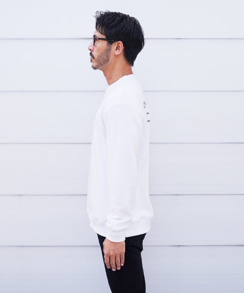 裏毛プリントトレーナー | スエット オーバーサイズ 20代 30代 40代 トップス ファッション オリジナル ブランド 白 黒 服 秋服 冬服 春服 秋 冬 裏毛 プリント 長袖