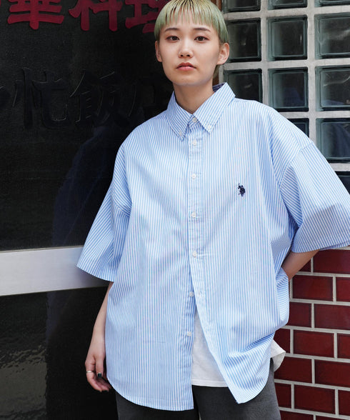 H161 / 着用サイズ:M ストライプブルーA