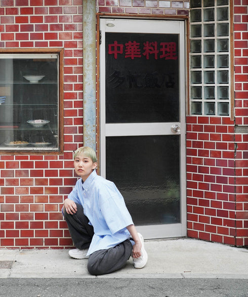 H161 / 着用サイズ:M ストライプブルーA