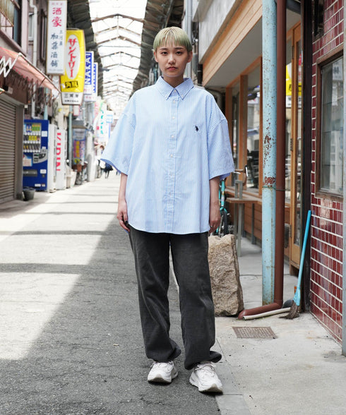 H161 / 着用サイズ:M ストライプブルーA