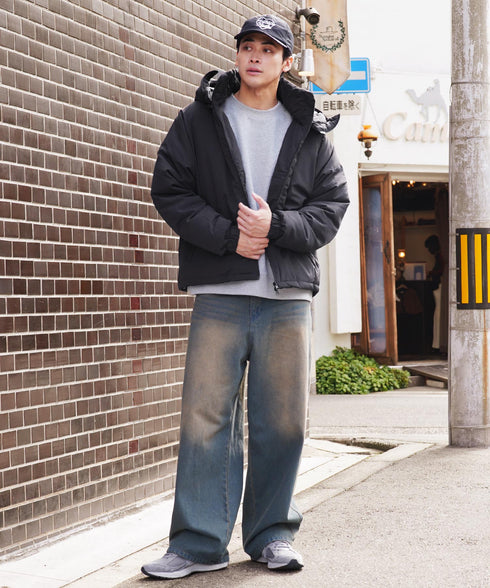 フード脱着中綿ジャケット | 暖かい あったか アウター シンプル 大人 ドローコード 撥水 軽い 軽量 防寒 2WAY フード付き 冬服 冬物