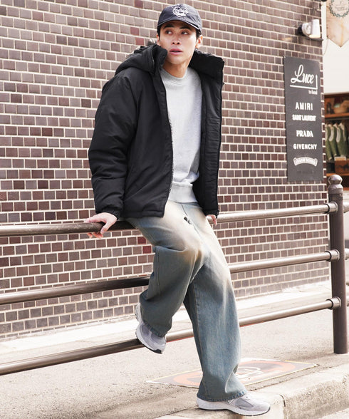 フード脱着中綿ジャケット | 暖かい あったか アウター シンプル 大人 ドローコード 撥水 軽い 軽量 防寒 2WAY フード付き 冬服 冬物