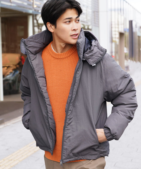 フード脱着中綿ジャケット | 暖かい あったか アウター シンプル 大人 ドローコード 撥水 軽い 軽量 防寒 2WAY フード付き 冬服 冬物