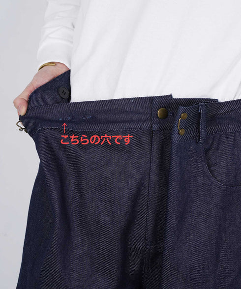 着用手順 ① 内側についているボタンを、内から穴に通します。