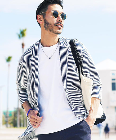 ホワイト×ネイビー MODEL : GO 180cm 66kg Lsize