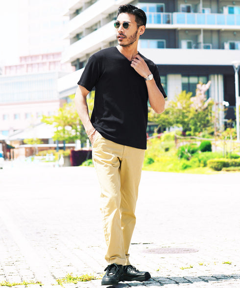 ワッフルVネックT