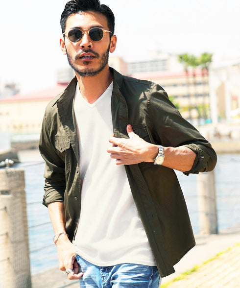 ワッフルVネックT