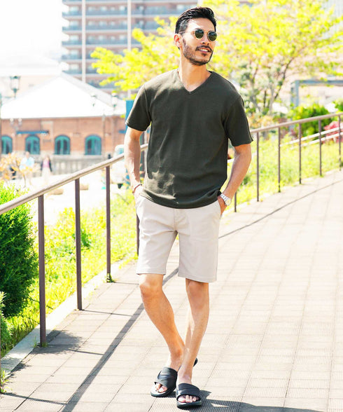 ワッフルVネックT