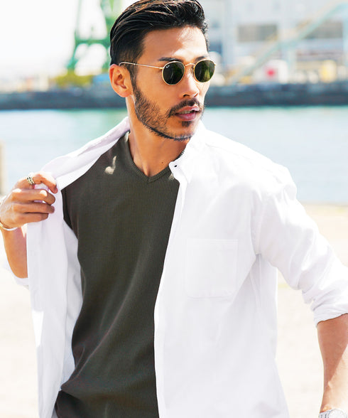 ワッフルVネックT