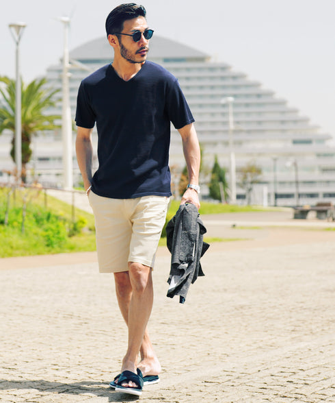 ワッフルVネックT