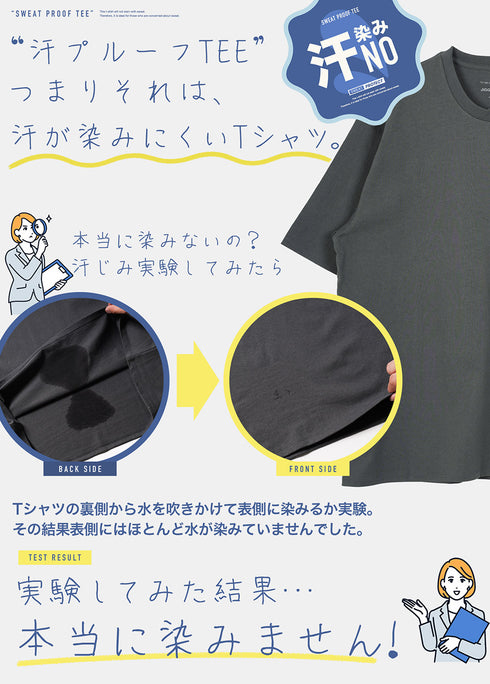 汗じみ防止Tシャツ│メンズ 汗染みしないTシャツ インナー ゆったり ホワイト ブラック チャコール