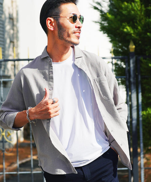 Aグレー(7分袖) MODEL : GO 180cm 66kg Lsize