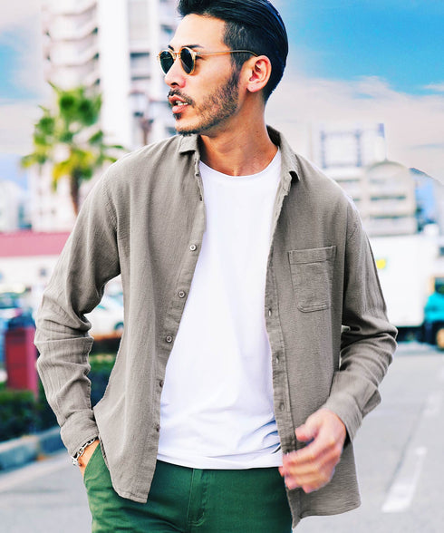 Bグレージュ(長袖) MODEL : GO 180cm 66kg Lsize