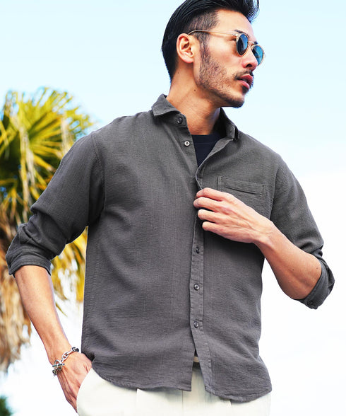 Aチャコールグレー(7分袖) MODEL : GO 180cm 66kg Lsize