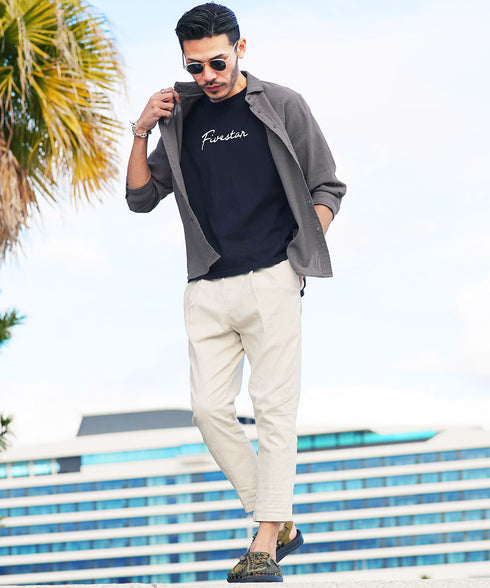 Aチャコールグレー(7分袖) MODEL : GO 180cm 66kg Lsize