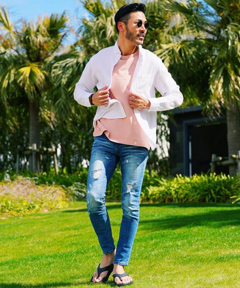 Bホワイト(長袖) MODEL : GO 180cm 66kg Lsize