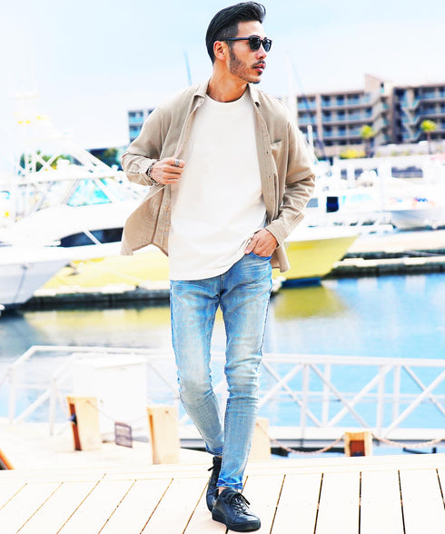 Bベージュ(長袖) MODEL : GO 180cm 66kg Lsize