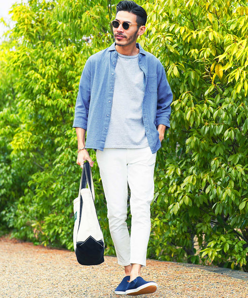 Aライトインディゴ(7分袖) MODEL : GO 180cm 66kg Lsize