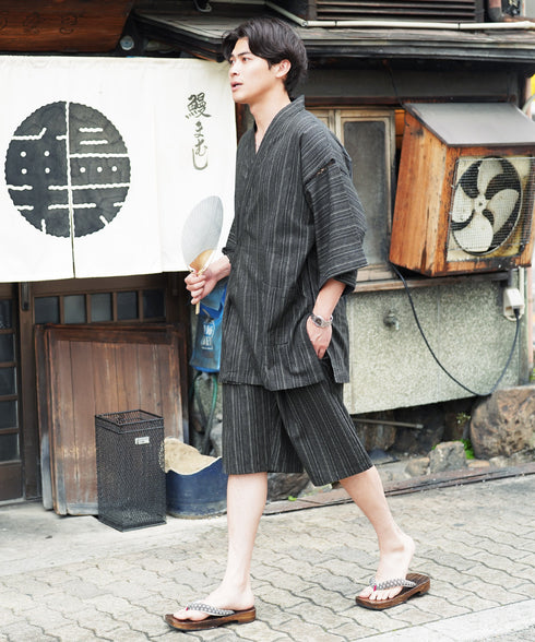 A灰縞しじら(甚平)