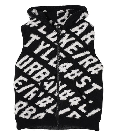 中綿入りZIPUPロゴニットベスト