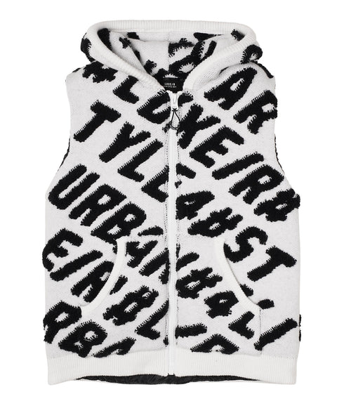 中綿入りZIPUPロゴニットベスト