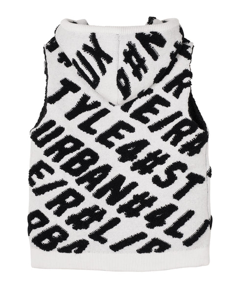 中綿入りZIPUPロゴニットベスト