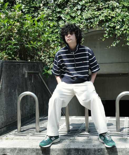 H174 / 着用サイズ: XL ネイビーボーダー