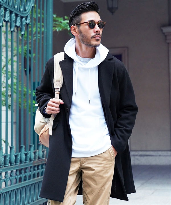 ブラック(チェスターコート) MODEL : GO 180cm 66kg Lsize