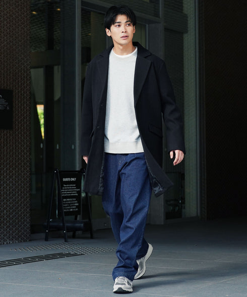 チェスターコート&ステンカラーコート | メンズ アウター 選べる2タイプ ロングコート ビジネスコート 通勤 オンオフ兼用 ロング丈 細身 スリム 秋 冬 秋服 冬服