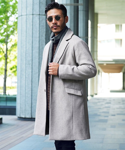 グレージュ(チェスターコート) MODEL : GO 180cm 66kg Lsize