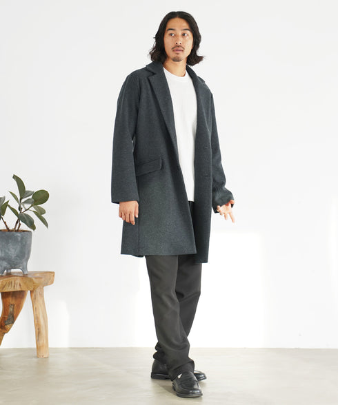 チャコールグレー(チェスターコート) MODEL : KAI 181cm 68kg Lsize