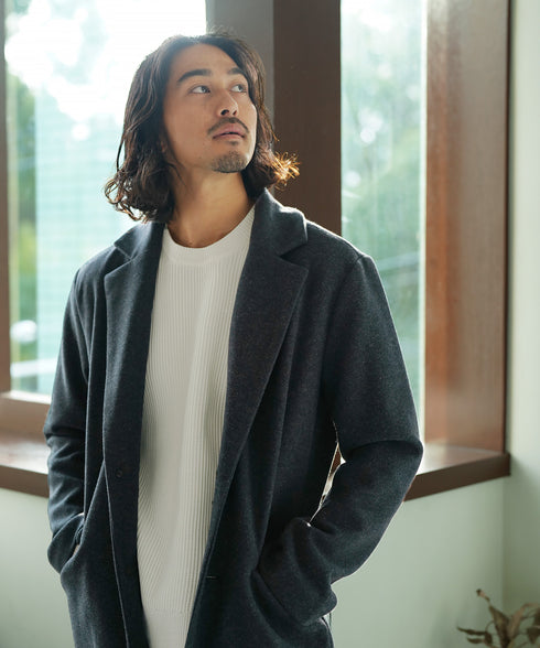 チャコールグレー(チェスターコート) MODEL : KAI 181cm 68kg Lsize