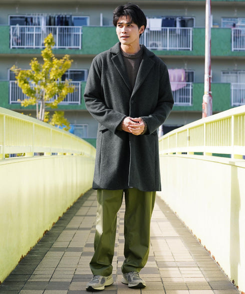 チェスターコート&ステンカラーコート | メンズ アウター 選べる2タイプ ロングコート ビジネスコート 通勤 オンオフ兼用 ロング丈 細身 スリム 秋 冬 秋服 冬服