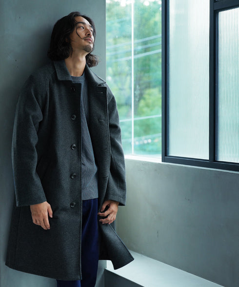 チャコールグレー(ステンカラーコート) MODEL : KAI 181cm 68kg Lsize