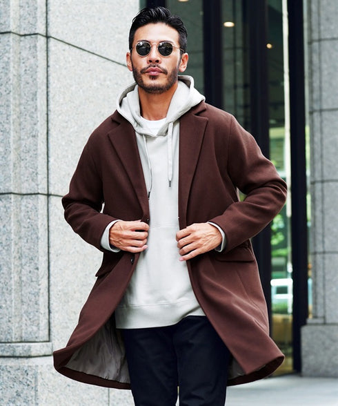 ブラウン(チェスターコート) MODEL : GO 180cm 66kg Lsize