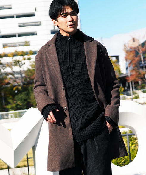 チェスターコート&ステンカラーコート | メンズ アウター 選べる2タイプ ロングコート ビジネスコート 通勤 オンオフ兼用 ロング丈 細身 スリム 秋 冬 秋服 冬服