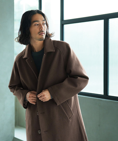 ミックスブラウン(ステンカラーコート) MODEL : KAI 181cm 68kg Lsize